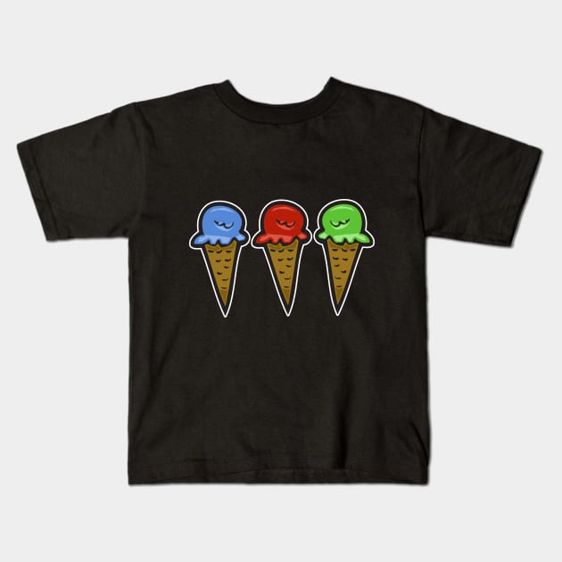 3 Ice Cream Cones Kids T-Shirt by headrubble